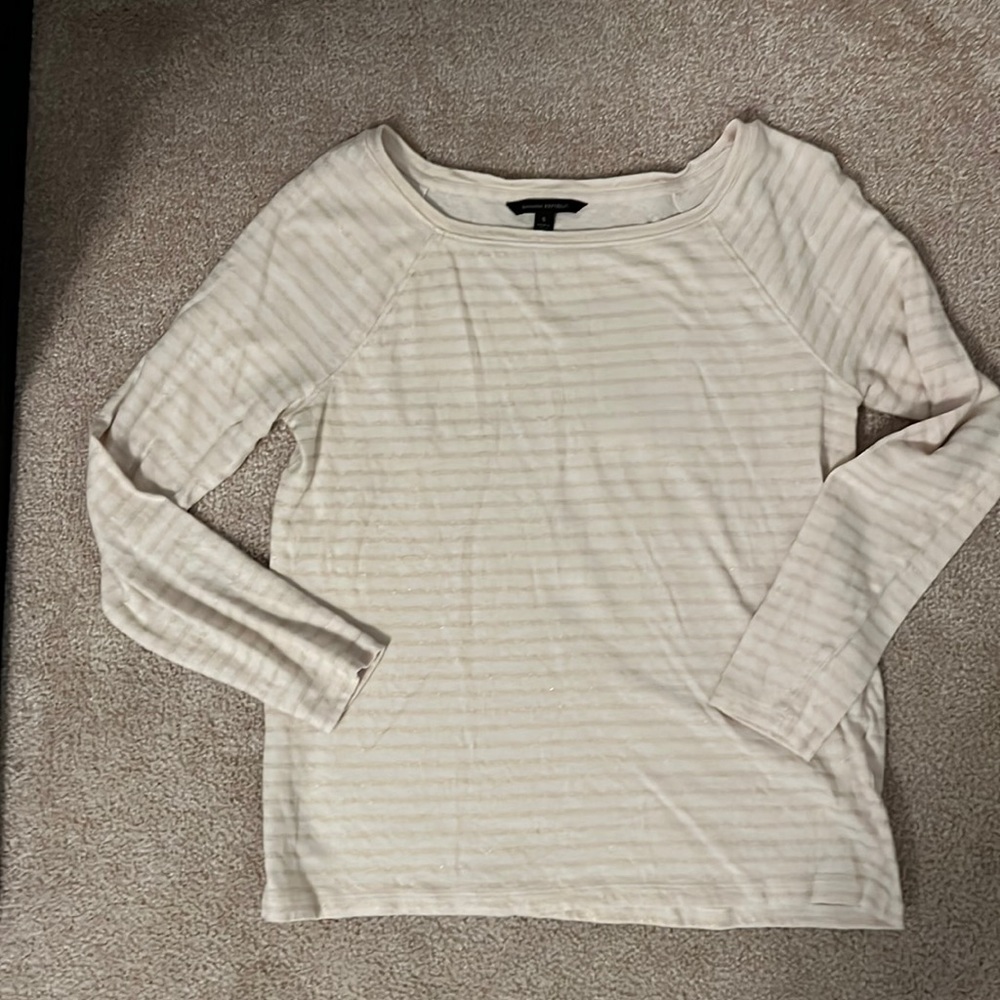 Banana Republic gold/cream striped long sleeve